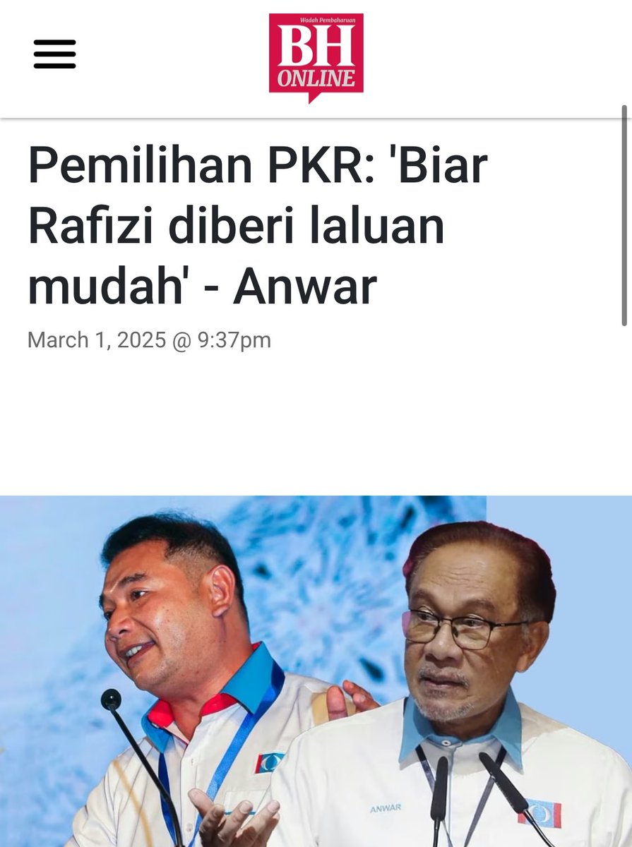 amer7211's tweet photo. Siapa terbaik untuk menjawat jawatan Timbalan Presiden KEADILAN 2025/28?

Jom kita analisa sikit. (Ini 🧵)

📌 Pesanan dan nasihat Presiden.
Siapa yang ikut nasihat dan pesanan Presiden? Beliau sudah menasihati agar @rafiziramli (RR) diberi laluan mudah malah menyokong pengekalan RR. Kenapa? Kerana pada hemat beliau parti dah helok dan demi kestabilan parti. Jika demikian, kenapa @n_izzah (NIA) menawarkan diri bertanding? Korang jawabla sendiri. (1/7)