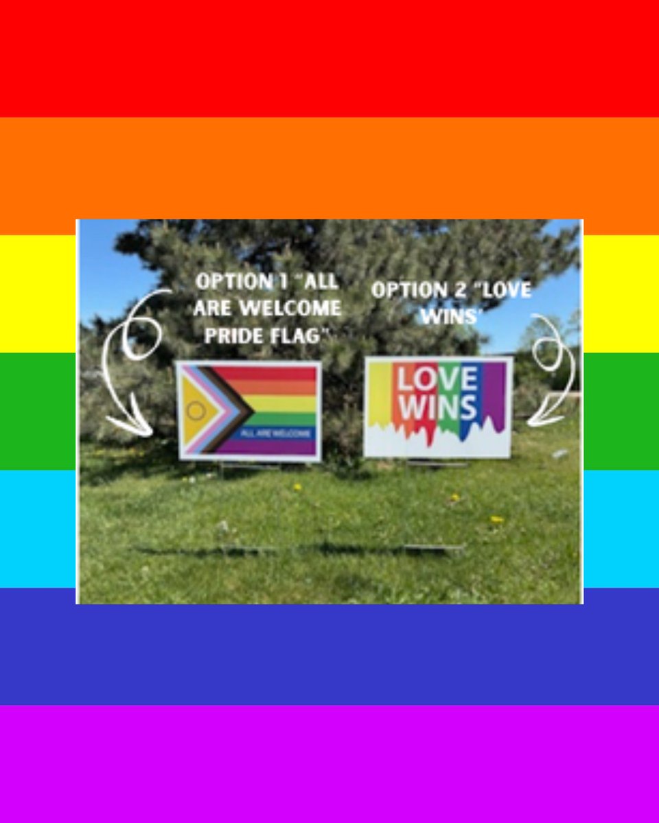 With Affirming Sunday and Pride Month almost here, we have 2 available designs for Pride lawn signs.

Option 1: Most recent Pride flag with the words ‘All are welcome’
Option 2: “Love Wins”

Place your order below by May 26th:
portnelson.ca/pride-lawn-fla…