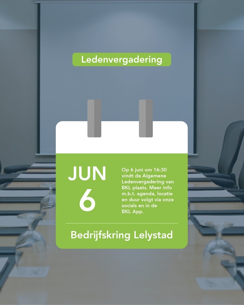 Zet de BKL Algemene Ledenvergadering vast in je agenda: 6 juni 2025 om 16:30.

Info m.b.t. locatie en agendapunten volgt. Meld je vast aan in de BKL App.

#alv #ledenvergadering #bkl #app