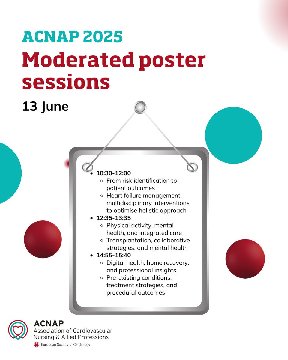 #ACNAPPrep

#ACNAP2025 includes a series of moderated poster sessions

These sessions are hosted by two chairpersons and presenters have 3 minutes to summarise their research, followed by 3 minutes for questions

See the time and topics of the sessions⬇️