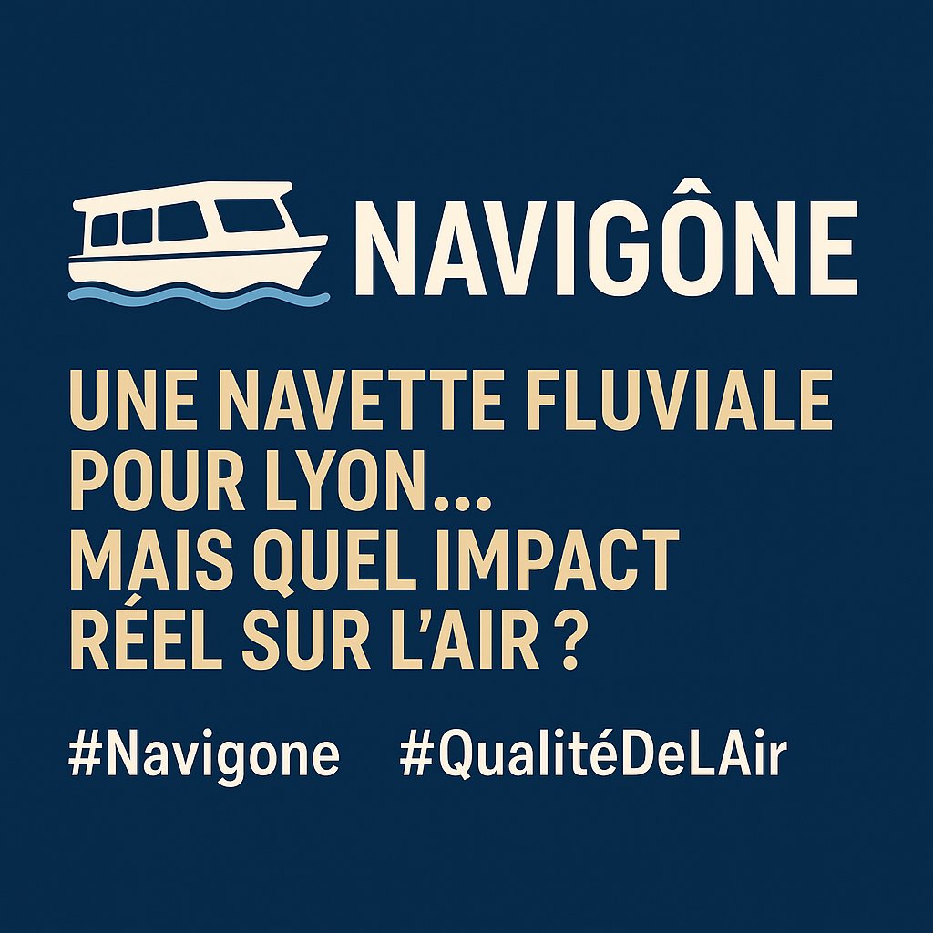 En juin, #Lyon lance une navette fluviale : Navigône.
4 haltes, des bateaux 100% électriques à partir de 2026 🌫️Quel réel impact sur la #qualitédelair ?
Notre analyse 👉 tinyurl.com/2whebzfk#Navig… #MobilitéDouce #PollutionAir #TCL #SYTRAL #AirDesLyonnais #LyonMétropole