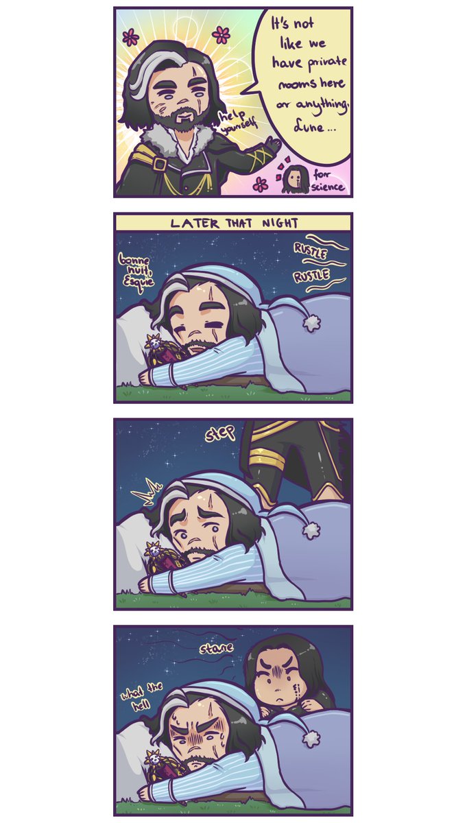 raemylia's tweet image. How I imagine Lune watching Verso went after she mentioned she wants to watch him sleep (for science!) #ClairObscurExpedition33 @SandfallGames