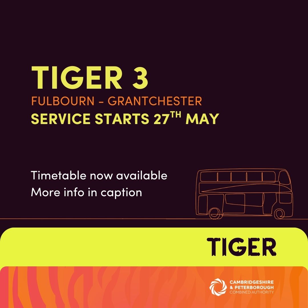🐯 Tiger 2 &amp; Tiger 3 – Your New North and South Cambridge Connections

Launching 27 May - less than a week to go!

You can now explore the full timetable and all stops 👉 orlo.uk/SZphm

#TigerBus #Tiger1 #BusTravel #RoadToBetterBuses