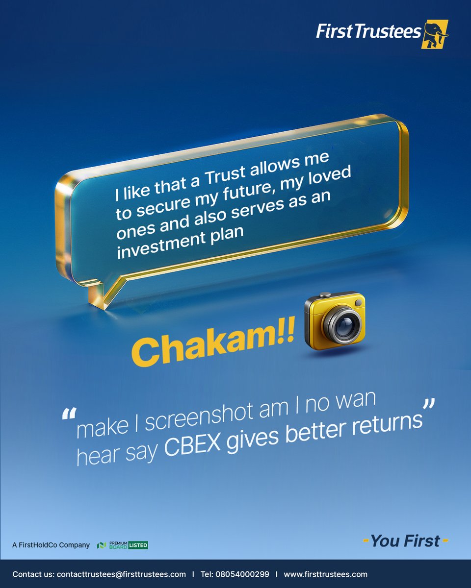 FirstTrustees's tweet photo. "I want my children to enjoy the life I couldn’t."
Chakam!📸 Let First Trustees help you make it happen. Preserve your wealth, secure their future.

To get started, visit our website(Link in bio), Send DM or call 08054000299

#Chakam #FirstTrustees #LegacyPlanning #YouFirst https://t.co/esp0GToHnd