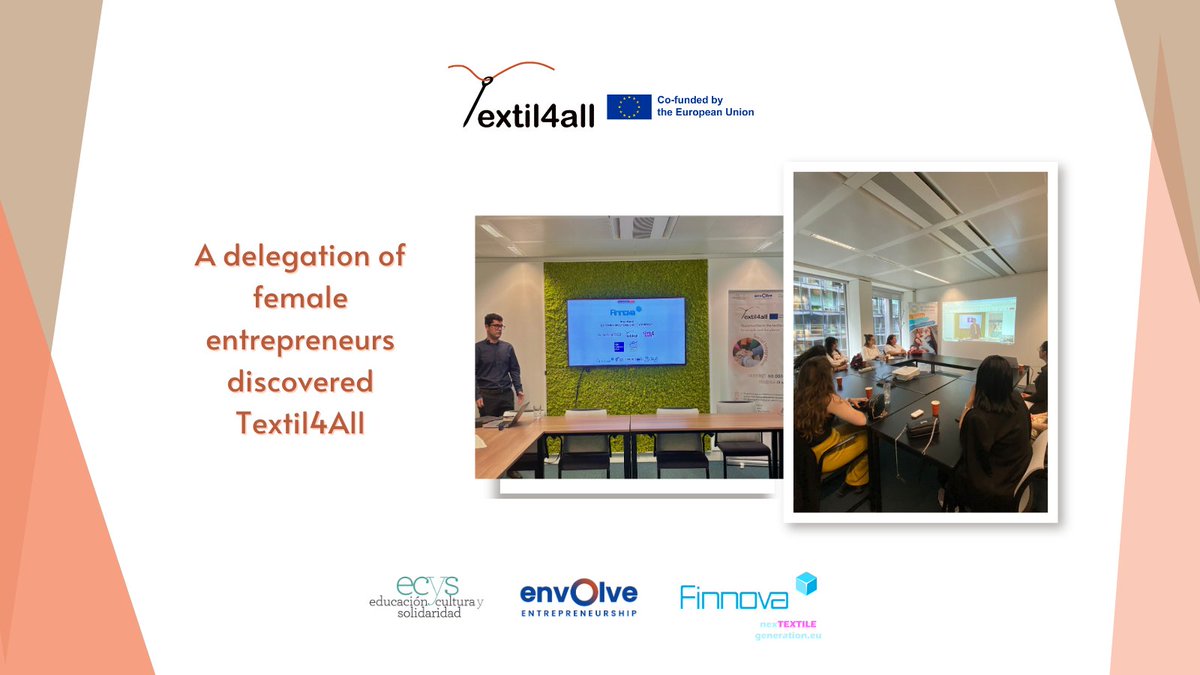 👗🌍 Empowering women
A delegation of female entrepreneurs from CEEI Burgos discovered Textil4All💜🧵

#Textil4All #WomenEmpowerment #SustainableFashion #CircularEconomy #CEEIburgos #Finnova #SocialInclusion