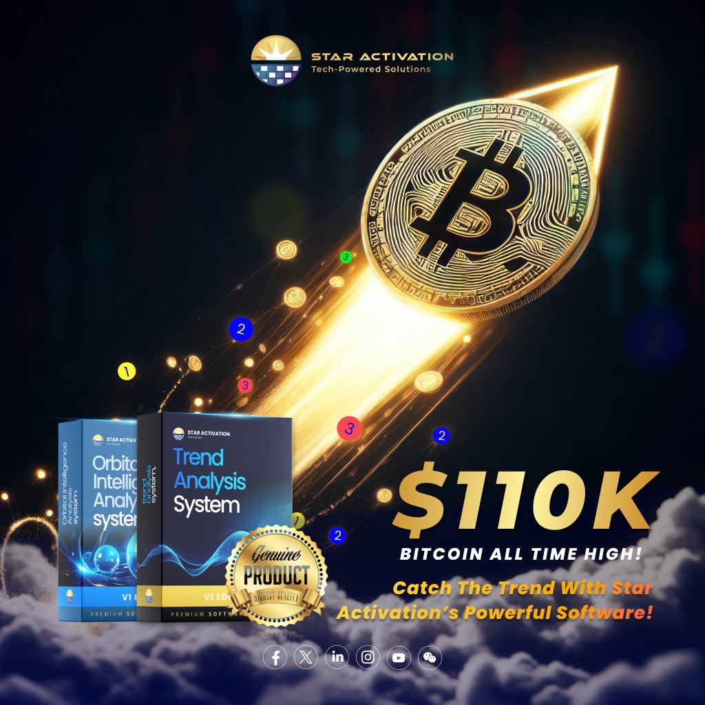star_activation's tweet photo. 🚀 Bitcoin hits $110K – new ATH!

Smart traders saw it coming with Star Activation’s Trend Analysis System + Orbital Intelligence. 🔍

💡 Don’t follow trends. Predict them.

👉 https://t.co/LN4oZ1Pug3

#Bitcoin110K #StarActivation #AITrading #TradeSmarter #CryptoTrend #Fintech https://t.co/8rz64qiqDe