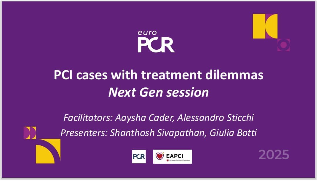 Aaysha Cader (@aayshacader) on Twitter photo Starting soon at 11:15.
📍Room #NextGen 351
PCI Cases with dilemmas!!
Come join us in this Learning session
<a href="/PCRonline/">PCRonline 🫀</a> #EuroPCR
<a href="/Sticchi_Alex/">Alessandro Sticchi</a> <a href="/Giulia_Botti_/">Giulia Botti</a> <a href="/DrShanthosh/">Dr Shanthosh Sivapathan</a> <a href="/aayshacader/">Aaysha Cader</a> Starting soon at 11:15.
📍Room #NextGen 351
PCI Cases with dilemmas!!
Come join us in this Learning session
<a href="/PCRonline/">PCRonline 🫀</a> #EuroPCR
<a href="/Sticchi_Alex/">Alessandro Sticchi</a> <a href="/Giulia_Botti_/">Giulia Botti</a> <a href="/DrShanthosh/">Dr Shanthosh Sivapathan</a> <a href="/aayshacader/">Aaysha Cader</a>
