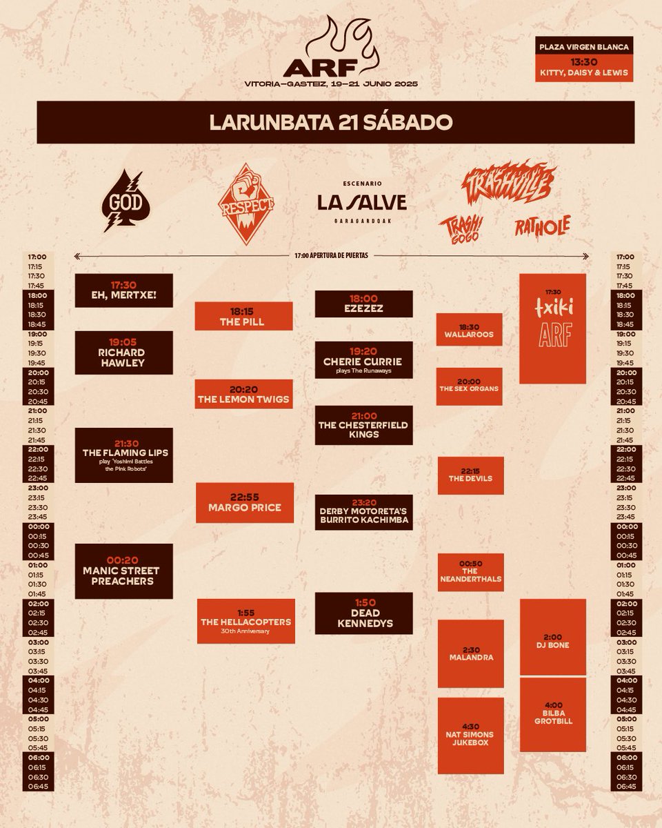 Horarios!! #Azkenarockfestival