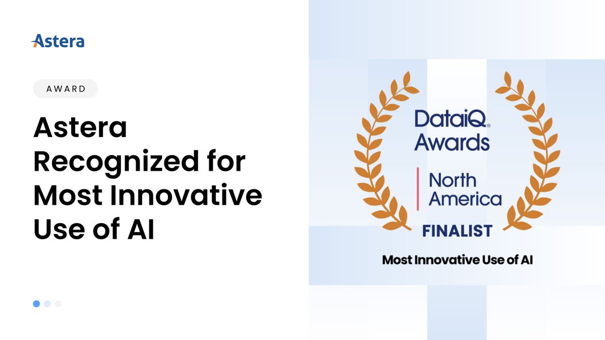 Astera has been named a finalist in the <a href="/TheDataIQ/">DataIQ</a>  Awards 2025 for the Most Innovative Use of #AI.

Our no-code, AI-powered solution simplifies document processing by automating mapping, extraction and delivery in seconds.

See our tool in action 👉bit.ly/3FqpT9R