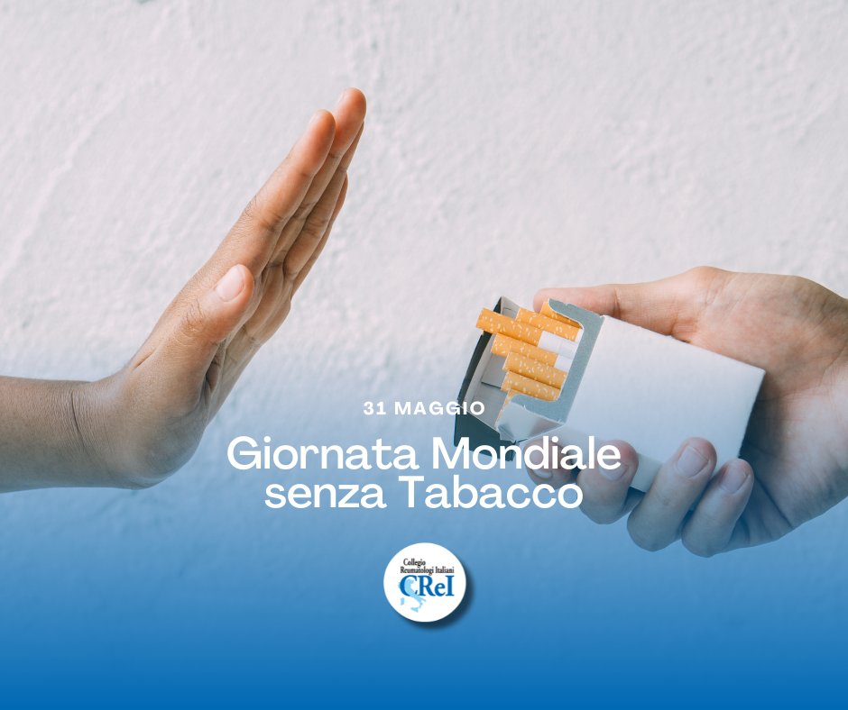 CReI - Collegio Reumatologi Italiani (@collegiocrei) on Twitter photo #GiornataMondialeSenzaTabacco: il fumo un pericoloso alleato delle malattie reumatologiche. Aumenta il rischio di Artrite Reumatoide, Lupus e Spondiloartriti, peggiora i sintomi e riduce l’efficacia delle cure. Il consiglio di <a href="/CollegioCrei/">CReI - Collegio Reumatologi Italiani</a>: Smettere di fumare #WorldNoTobaccoDay #GiornataMondialeSenzaTabacco: il fumo un pericoloso alleato delle malattie reumatologiche. Aumenta il rischio di Artrite Reumatoide, Lupus e Spondiloartriti, peggiora i sintomi e riduce l’efficacia delle cure. Il consiglio di <a href="/CollegioCrei/">CReI - Collegio Reumatologi Italiani</a>: Smettere di fumare #WorldNoTobaccoDay