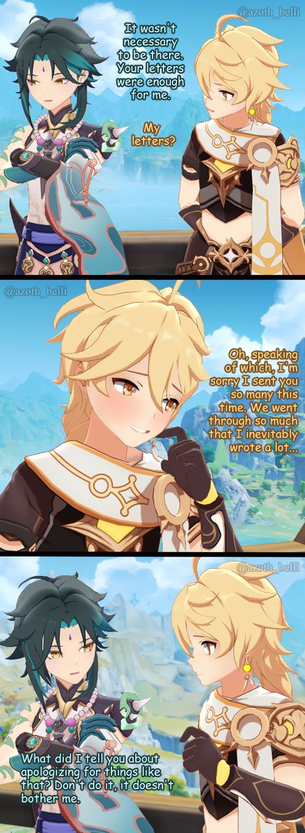 azoth_belli's tweet image. I started making mmd comics on DeviantArt again, but then I remembered that I had this account pretty much forgotten, so I cut the comic into a format that would be easy to read here. 

#xiaoether #XiaoAether #GenshinImpact #Genshin #Xiao #Aether #xiaoae #aexiao