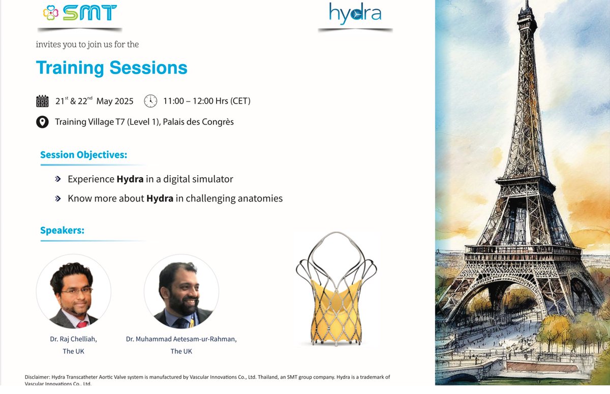 Ahora en #EUROPCR25 sesión sobre nuestra TAVI #HYDRA en el Training Village T7