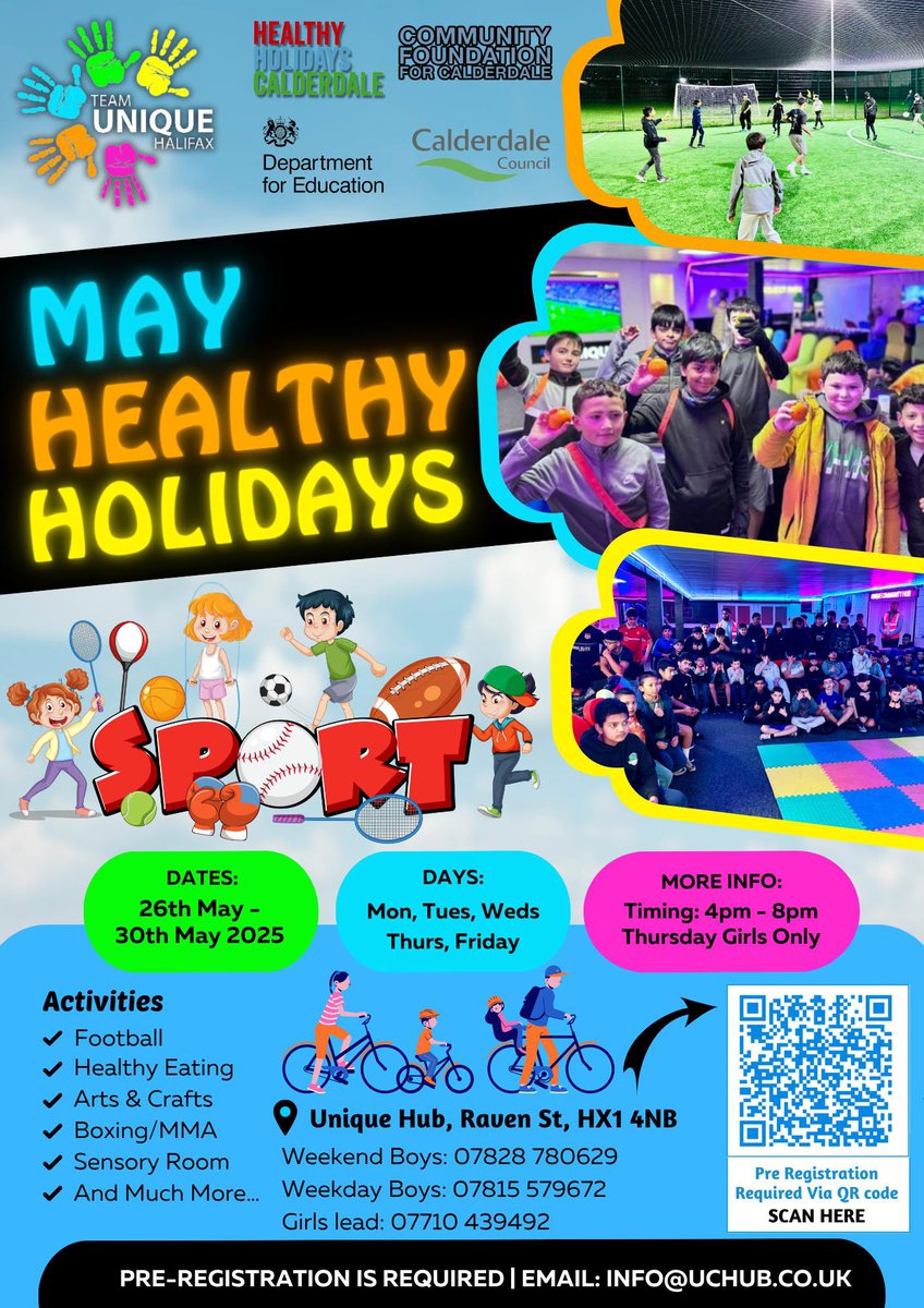 Unique Community Hub (@uniquehubb) on Twitter photo Looking for fun and enriching activities this May half term? Join our HAF Camps! Kids will enjoy engaging workshops, outdoor adventures, healthy food and new friendships.
Don’t miss out - register now for a fantastic holiday experience! 🍉🎨🏃♂️
<a href="/educationgovuk/">Department for Education</a> <a href="/Calderdale/">Calderdale Council</a> Looking for fun and enriching activities this May half term? Join our HAF Camps! Kids will enjoy engaging workshops, outdoor adventures, healthy food and new friendships.
Don’t miss out - register now for a fantastic holiday experience! 🍉🎨🏃♂️
<a href="/educationgovuk/">Department for Education</a> <a href="/Calderdale/">Calderdale Council</a>