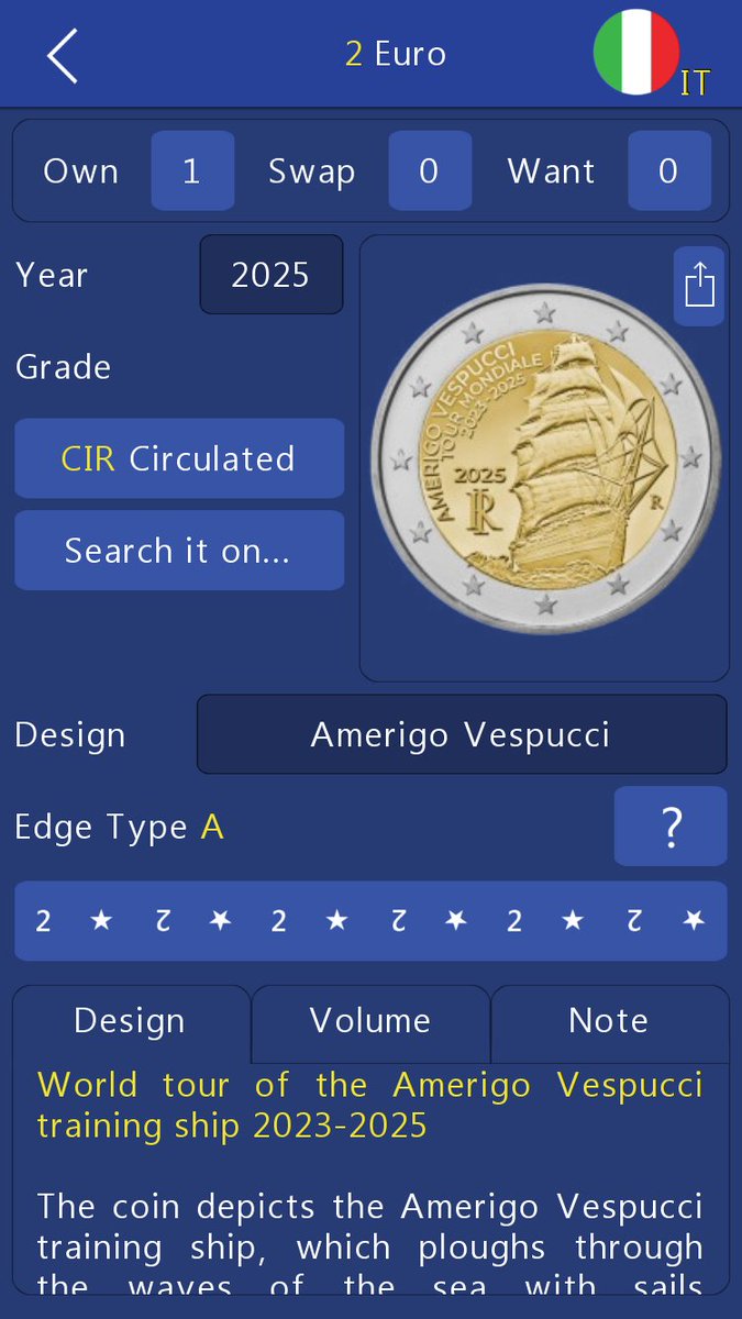 Collectors, check out the new beautiful #AmerigoVespucci coin in the latest update of Euro Coin Collection for iOS, Mac OS and Android! :) <a href="/EUROCOLLEZIONE/">EUROCOLLEZIONE</a> <a href="/CollezioniEuro/">Collezioni Euro</a> <a href="/AppStore/">App Store</a>
<a href="/macitynet/">macitynet.it</a> <a href="/macworld/">Macworld</a> <a href="/androidworldit/">SmartWorld.it</a> <a href="/GooglePlay/">Google Play</a>