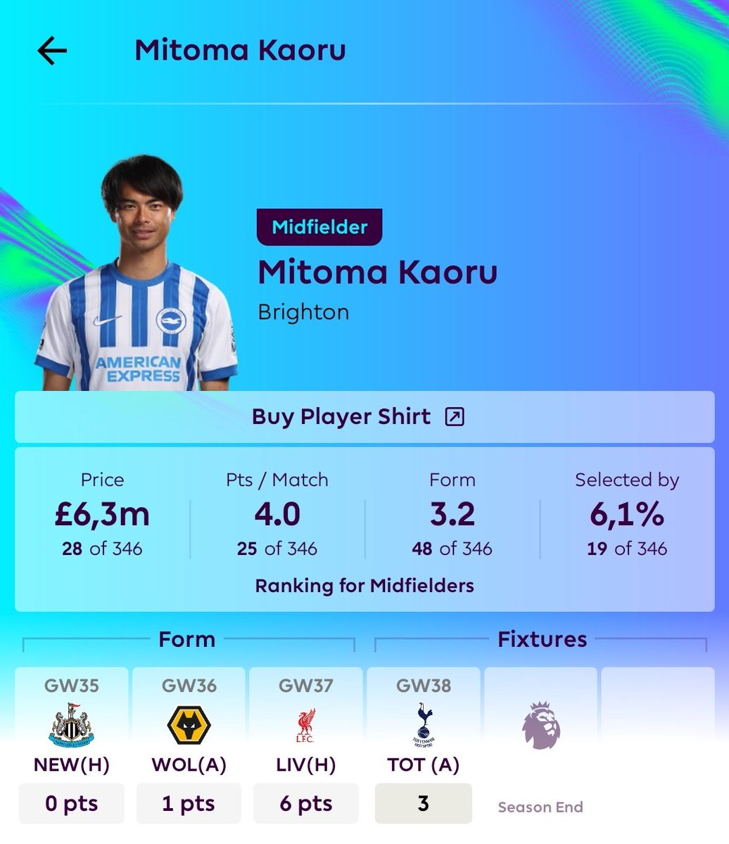 ping_ayman's tweet image. Came off the bench last GW and scored ⚽️ I’m backing him to start next game — a super differential pick! Expecting at least one return 🔥 

#FPL #Differential