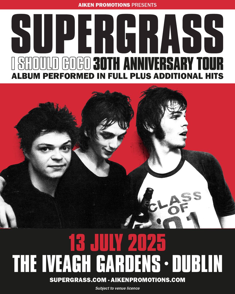 Live @ The Iveagh Gardens (@liveattheiveagh) on Twitter photo ๐ Celebrating the 30th anniversary of their debut album I Should Coco, the Britpop icons <a href="/SupergrassHQ/">Supergrass</a> will perform the album in full, along with a selection of their greatest hits! ๐ธ
๐ 13 July
๐ Selling fast ~ bit.ly/3DzXX1Z ๐ Celebrating the 30th anniversary of their debut album I Should Coco, the Britpop icons <a href="/SupergrassHQ/">Supergrass</a> will perform the album in full, along with a selection of their greatest hits! ๐ธ
๐ 13 July
๐ Selling fast ~ bit.ly/3DzXX1Z
