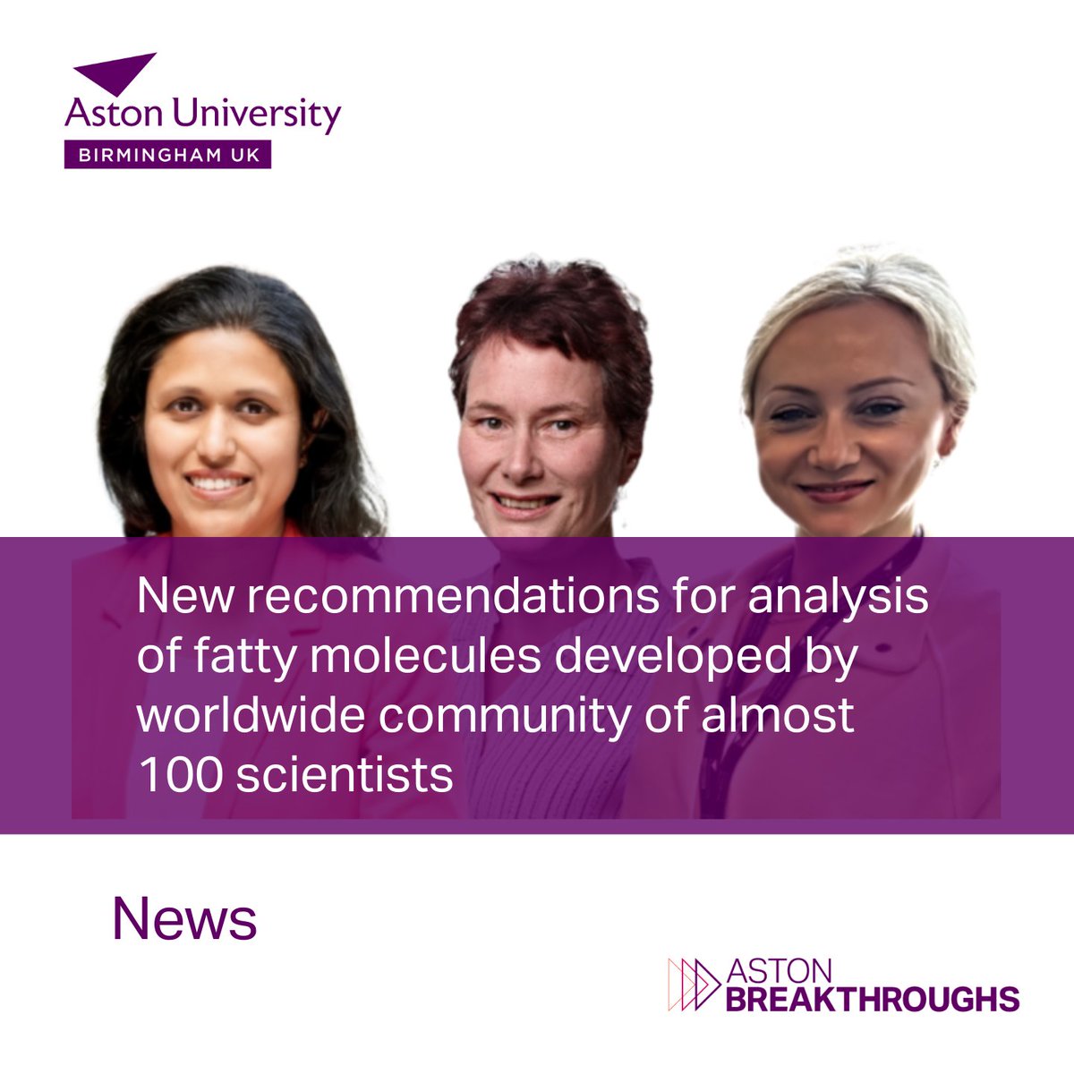 Aston University PR (@astonpress) on Twitter photo 💯New recommendations for analysing fatty molecules developed by almost 100 scientists
🧍Oxylipins play central roles in human disease but analysing them is tricky
👩🔬<a href="/AstonAIME/">Aston Institute for Membrane Excellence</a>’s <a href="/CorinneSpickett/">Corinne Spickett</a>, Irundika Dias & <a href="/IvanaMilic/">Ivana Milic</a> were part of the work
👉tinyurl.com/52ufzxm5 💯New recommendations for analysing fatty molecules developed by almost 100 scientists
🧍Oxylipins play central roles in human disease but analysing them is tricky
👩🔬<a href="/AstonAIME/">Aston Institute for Membrane Excellence</a>’s <a href="/CorinneSpickett/">Corinne Spickett</a>, Irundika Dias & <a href="/IvanaMilic/">Ivana Milic</a> were part of the work
👉tinyurl.com/52ufzxm5
