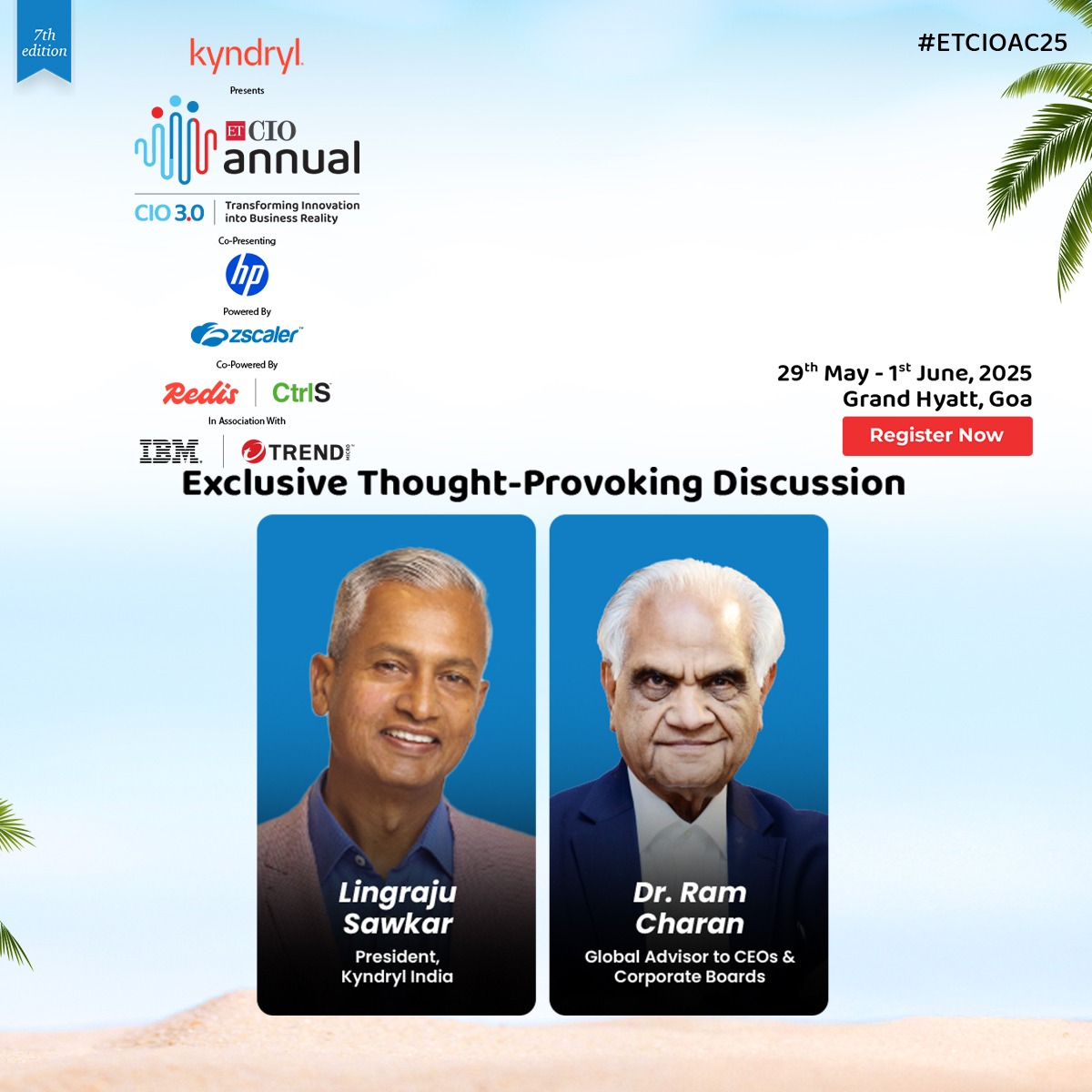 ET CIO (@et_cio) on Twitter photo Witness a powerful exchange of ideas as Lingraju Sawkar, President, <a href="/KyndrylIndia/">Kyndryl India</a>, and Dr. Ram Charan, Global Advisor to CEOs & Corporate Boards, lead an exclusive thought-provoking discussion at the ET CIO Annual Conclave 2025.
Register Now - shorturl.at/of2sg
#ETCIOAC25 Witness a powerful exchange of ideas as Lingraju Sawkar, President, <a href="/KyndrylIndia/">Kyndryl India</a>, and Dr. Ram Charan, Global Advisor to CEOs & Corporate Boards, lead an exclusive thought-provoking discussion at the ET CIO Annual Conclave 2025.
Register Now - shorturl.at/of2sg
#ETCIOAC25