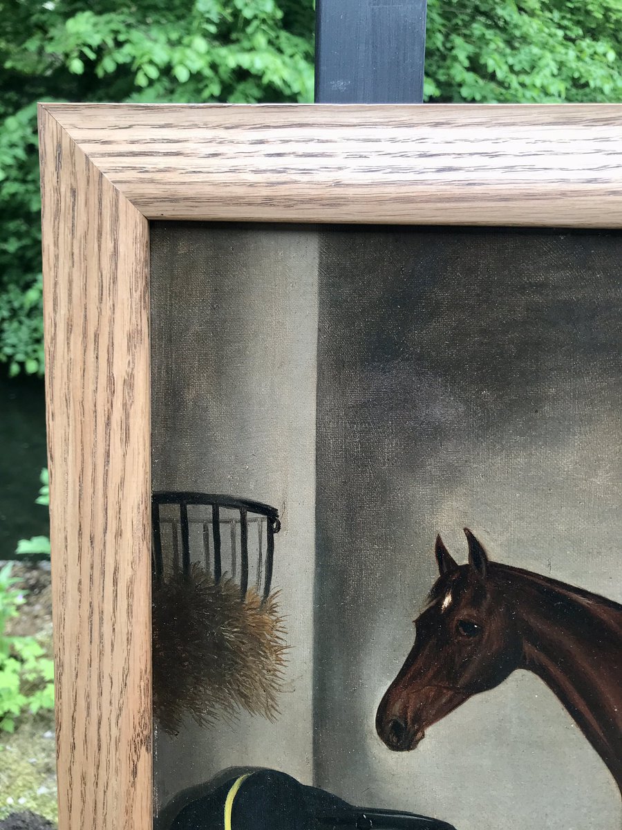 Stunning old horse painting beautifully restored and framed in lambs tongue oak. 🖼