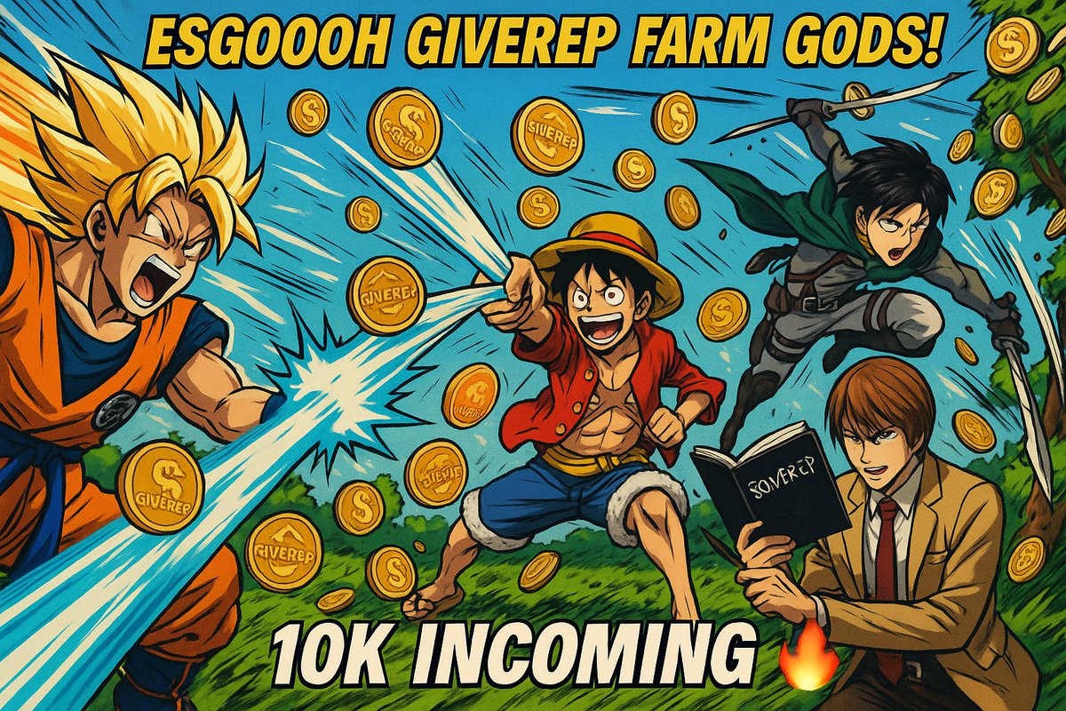 AvishekSah51489's tweet photo. 🔥 ESGOOOH GIVEREP FARM GODS! 🔥
Goku, Luffy, Light, dan Levi lagi panen REP kayak petani legend!
📈 Target 10K? Gampang!
Siap-siap jadi sultan GIVEREP 💰
@GiveRep #FarmTime https://t.co/U2J06VVWbJ
