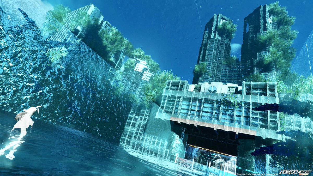 lilia_pso2's tweet image. 水没都庁遺跡に水の中から覗けるスポットを作ったよー。
#PSO2NSG
#クリエイティブスペース