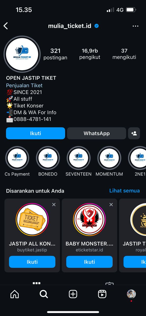 happy_kke's tweet photo. Teume hati2 ya sama akun ig ini, temen aku kena tipu tiket allo bank 550k , nama akunnya /mulia_ticket.id 🙏🙏 

#TREASURE #AlloBankFestival2025 https://t.co/fCw4S8Zwzj