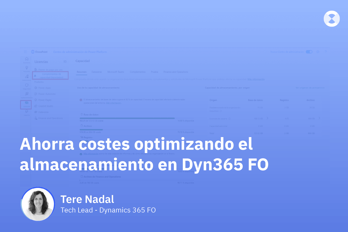 Conoce las ✨ 4 estrategias clave ✨ para ahorrar costes gestionando eficazmente el almacenamiento de #Dynamics365 FO. 🤑

Un post de nuestra compañera y Tech Lead Tere Nadal. ¡¡Toma nota!! 👇👇

➡️ crosspoint365.com/ahorra-espacio…

#CrossPoint365 #Dyn365 #D365FO
