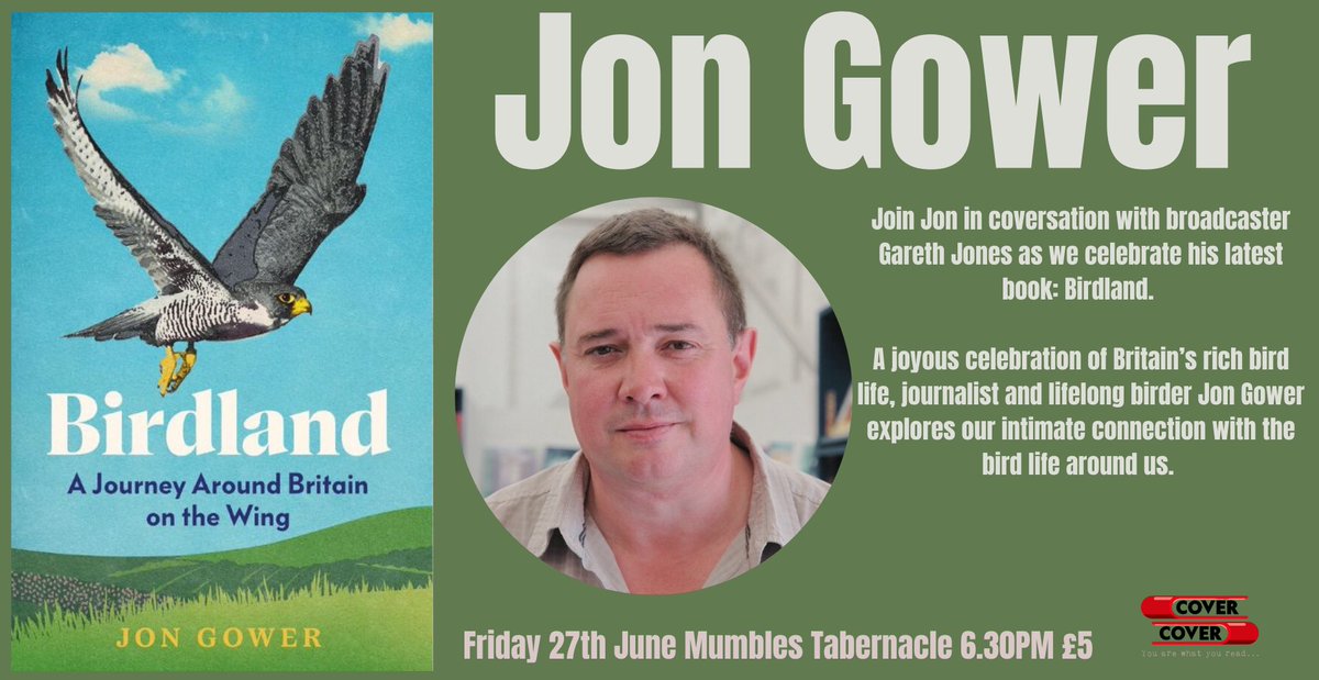 Now booking. The wonderful Jon Gower &amp; Gareth Jones for the launch of Jon's new book: Birdland.
Tix and info 📷 ticketsource.co.uk/cover-to-cover…