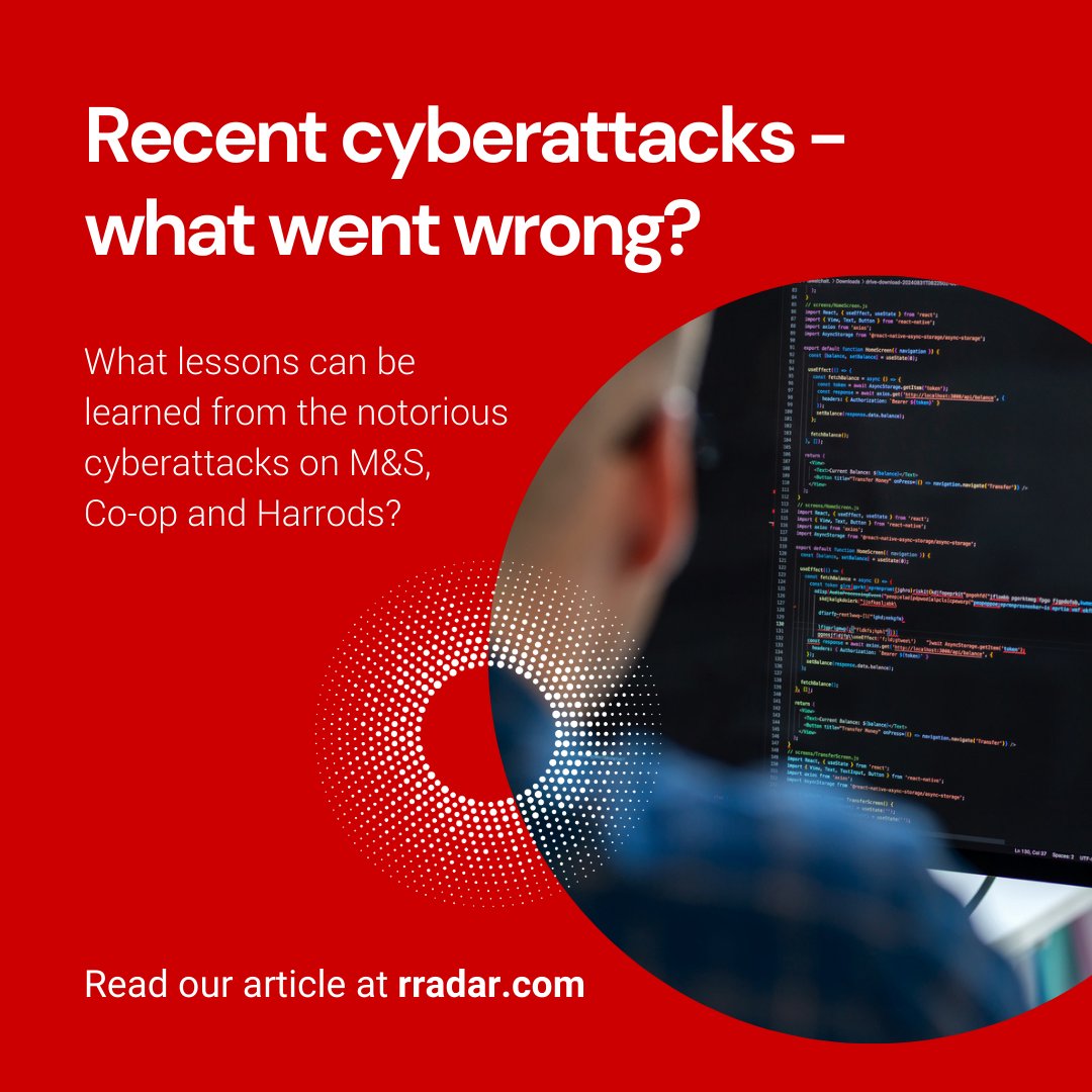 In recent weeks, Marks &amp; Spencer (M&amp;S), the Co-op and Harrods has fallen victim to highly coordinated #cyberattacks. 
So what exactly went wrong, and – more importantly – what can your organisation do to avoid a similar fate? 
rradar.com/ms-co-op-and-h…
#data #cybersecurity