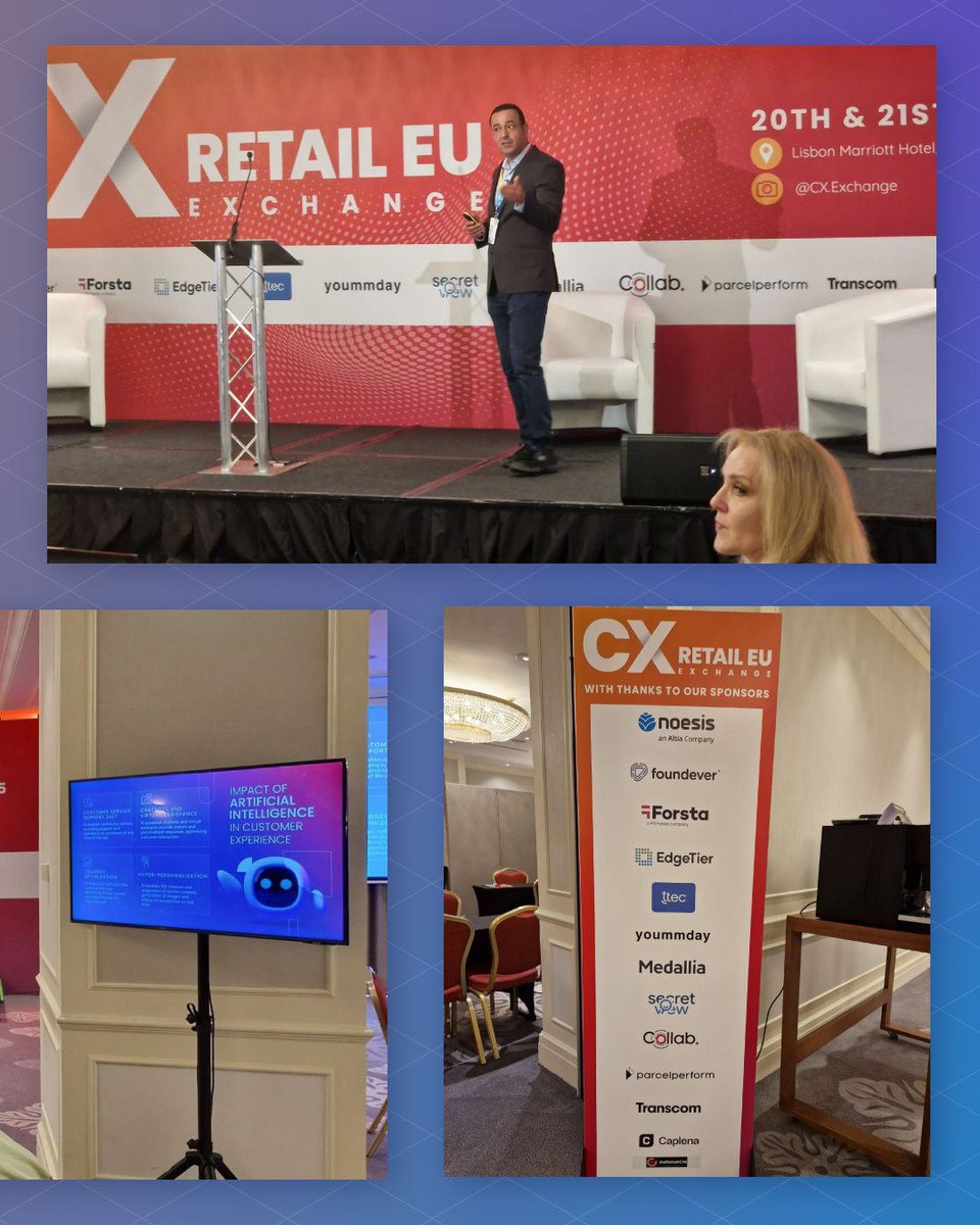 We’re proud to have joined CX Retail Exchange Europe 2025 in Lisbon! 
👏 Thank you to Rodolfo Pereira, Enterprise Solutions Director at Noesis, for his impactful talk: “The Art of Being Remembered.” 
 
#CustomerExperience #RetailTrends #FutureOfCX