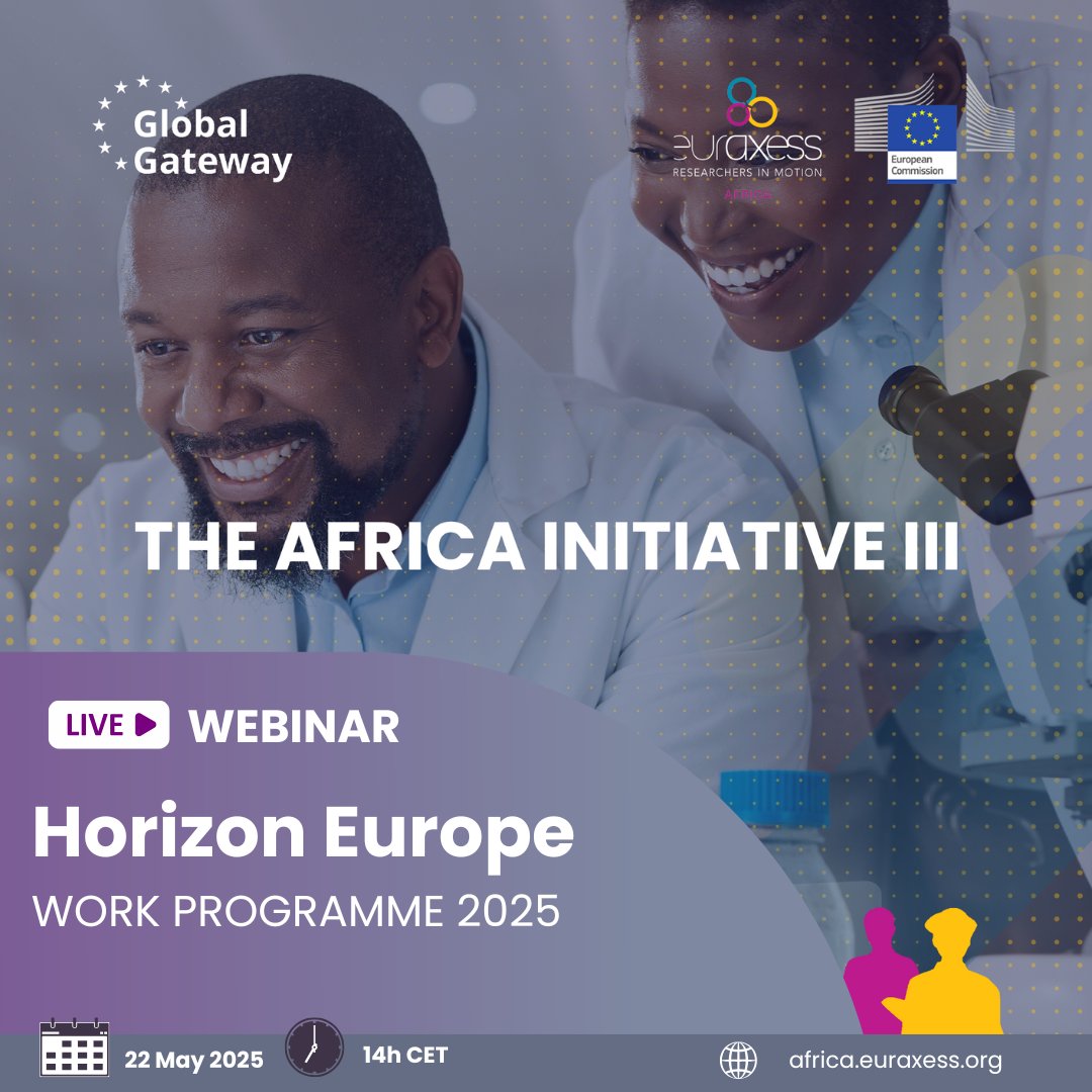 EURAXESS Africa (@euraxessafrica) on Twitter photo ๐Join us today for the second official session of the ๐๐๐ซ๐ข๐๐ ๐๐ง๐ข๐ญ๐ข๐๐ญ๐ข๐ฏ๐ ๐๐๐!
๐
Wednesday, 22 May 2025
๐ 14:00 (Brussels time)
๐ Online
๐ย euraxess.ec.europa.eu/worldwide/afriโฆ
#EUGlobalApproach #EUAfrica #HorizonEU #Research #Innovation #EURAXESS ๐Join us today for the second official session of the ๐๐๐ซ๐ข๐๐ ๐๐ง๐ข๐ญ๐ข๐๐ญ๐ข๐ฏ๐ ๐๐๐!
๐
Wednesday, 22 May 2025
๐ 14:00 (Brussels time)
๐ Online
๐ย euraxess.ec.europa.eu/worldwide/afriโฆ
#EUGlobalApproach #EUAfrica #HorizonEU #Research #Innovation #EURAXESS