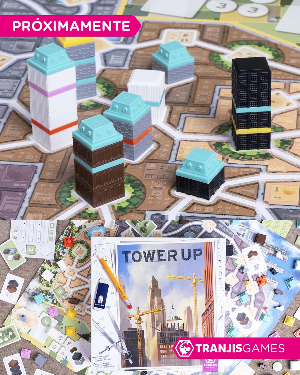 Tranjisgames's tweet photo. Tower Up no es solo otro juego de mesa. Es una carrera vertiginosa por el desarrollo urbano, la estrategia financiera y la construcción táctica. Perfecto para familias, amistades y cualquiera que disfrute de pensar rápido y construir en grande.

Próximamente en las mejores tiendas.
