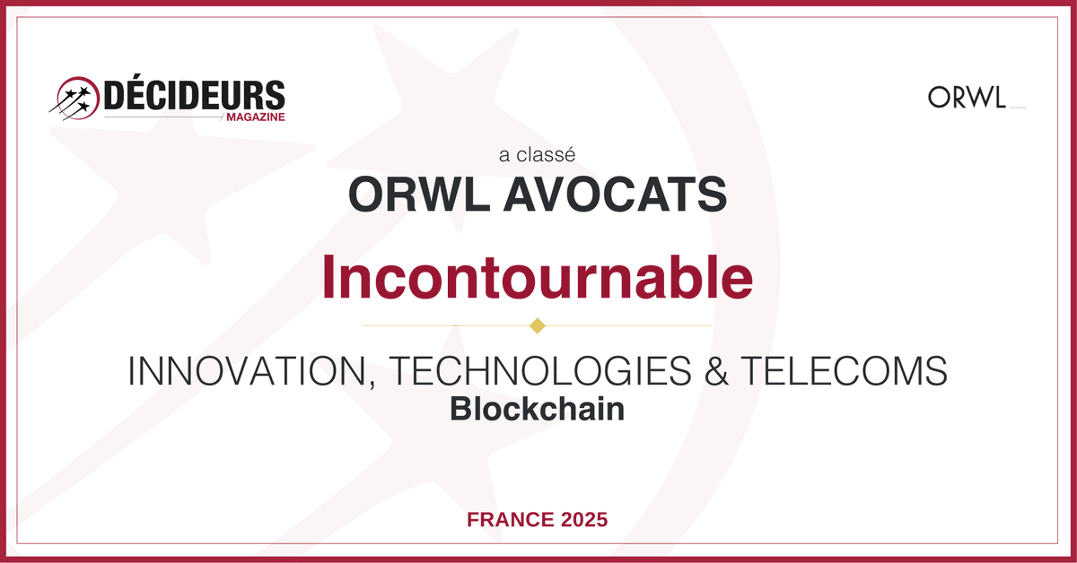 Pour la 4ᵉ année de suite, ORWL est reconnu « Équipe incontournable » Blockchain par Décideurs – Leaders League. 

Une marque de confiance pour notre expertise au sein de l’industrie crypto depuis 2018.