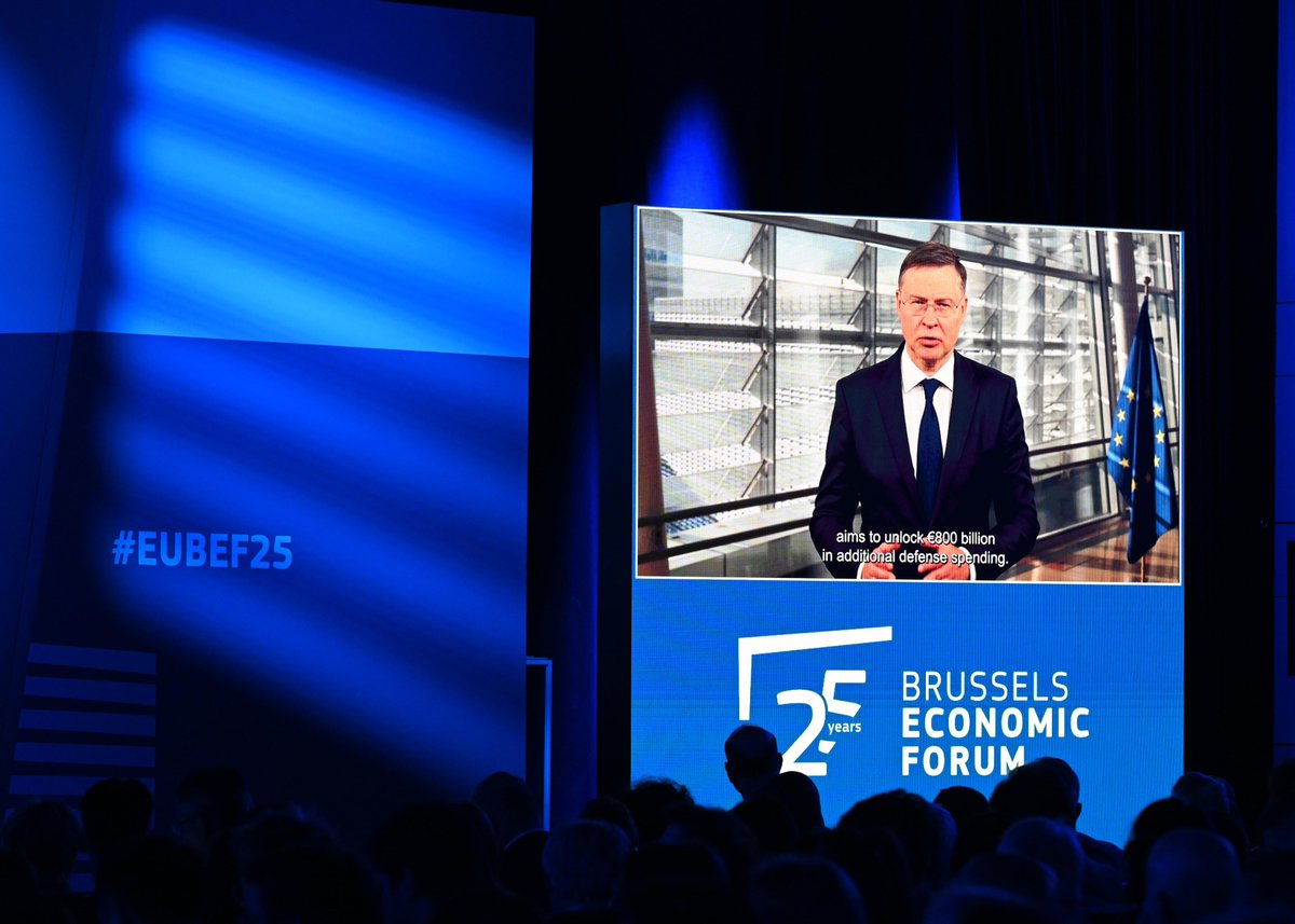 ecfin's tweet photo. 'It has never been more important to use every opportunity to engage meaningfully with new and existing partners across the world to build and renew win-win partnerships.', said Commissioner @VDombrovskis when opening the 25th Brussels Economic Forum #EUBEF25. https://t.co/XZ1AOeyThX