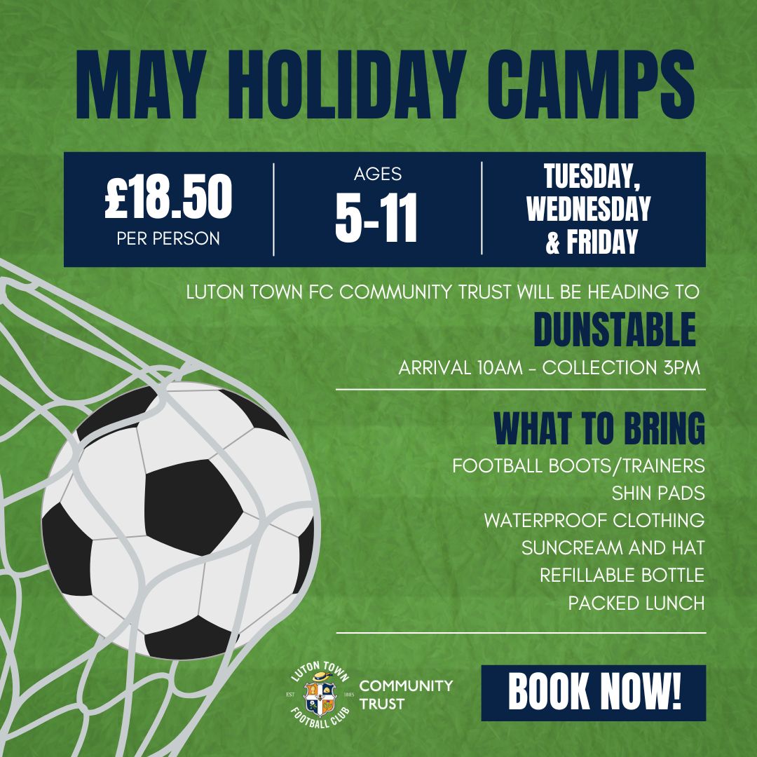 May Holiday Camps are still open for bookings!⚽

All children between the ages of 5 – 11 are invited to join us. Our camps provide the perfect place for young people to improve their football skills and make new friends in a fun, safe, and positive environment 🥳
 
Locations: