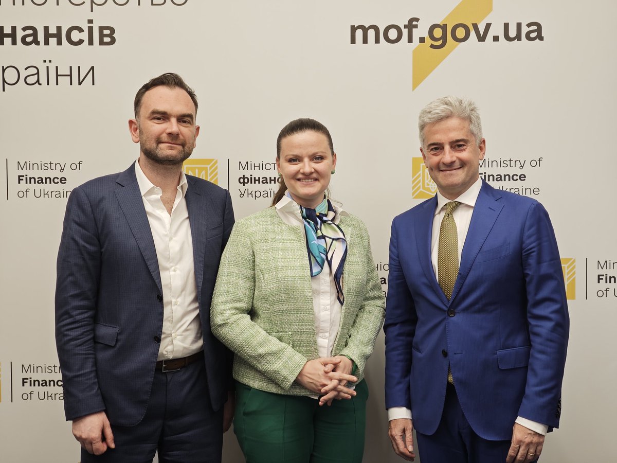 MinFin Ukraine (@minfin_ukraine) on Twitter photo Представники Мінфіну та <a href="/EIB/">European Investment Bank</a> зустрілися в Києві. Обговорили стан реалізації поточних проєктів Банку в Україні, майбутні проєкти, а також подальші кроки для забезпечення ефективного використання кредитних ресурсів ЄІБ.
Деталі: surl.li/lzyhyz
<a href="/OlhaZykova/">Olga Zykova</a>
<a href="/KMikulovaEIB/">Kristina Mikulova</a> Представники Мінфіну та <a href="/EIB/">European Investment Bank</a> зустрілися в Києві. Обговорили стан реалізації поточних проєктів Банку в Україні, майбутні проєкти, а також подальші кроки для забезпечення ефективного використання кредитних ресурсів ЄІБ.
Деталі: surl.li/lzyhyz
<a href="/OlhaZykova/">Olga Zykova</a>
<a href="/KMikulovaEIB/">Kristina Mikulova</a>