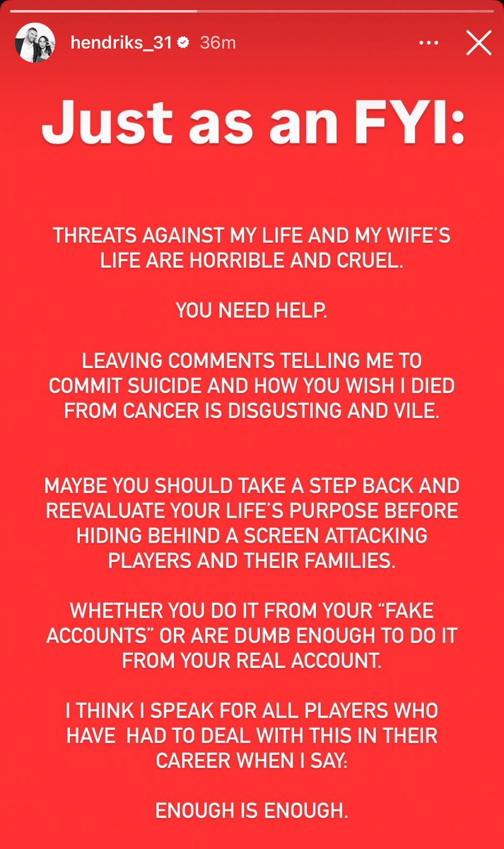 From Liam Hendriks’ IG. Get a fucking grip, people.