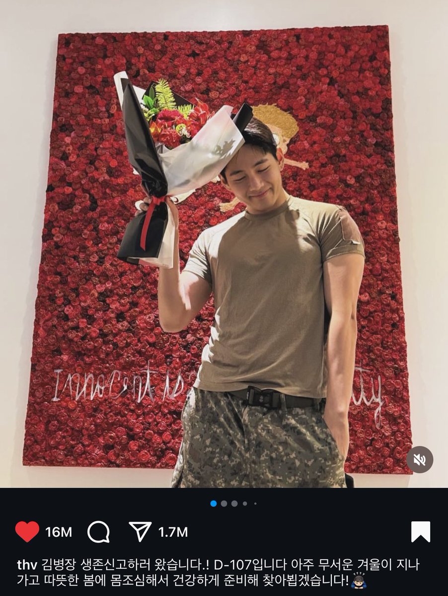 Taehyung’s latest Instagram post has become the most liked post by an artist in the world in 2025, surpassing Billie Eilish’s post.

THV extends his record as the First &amp; Only Asian Act to have 25 posts with over 16M likes.