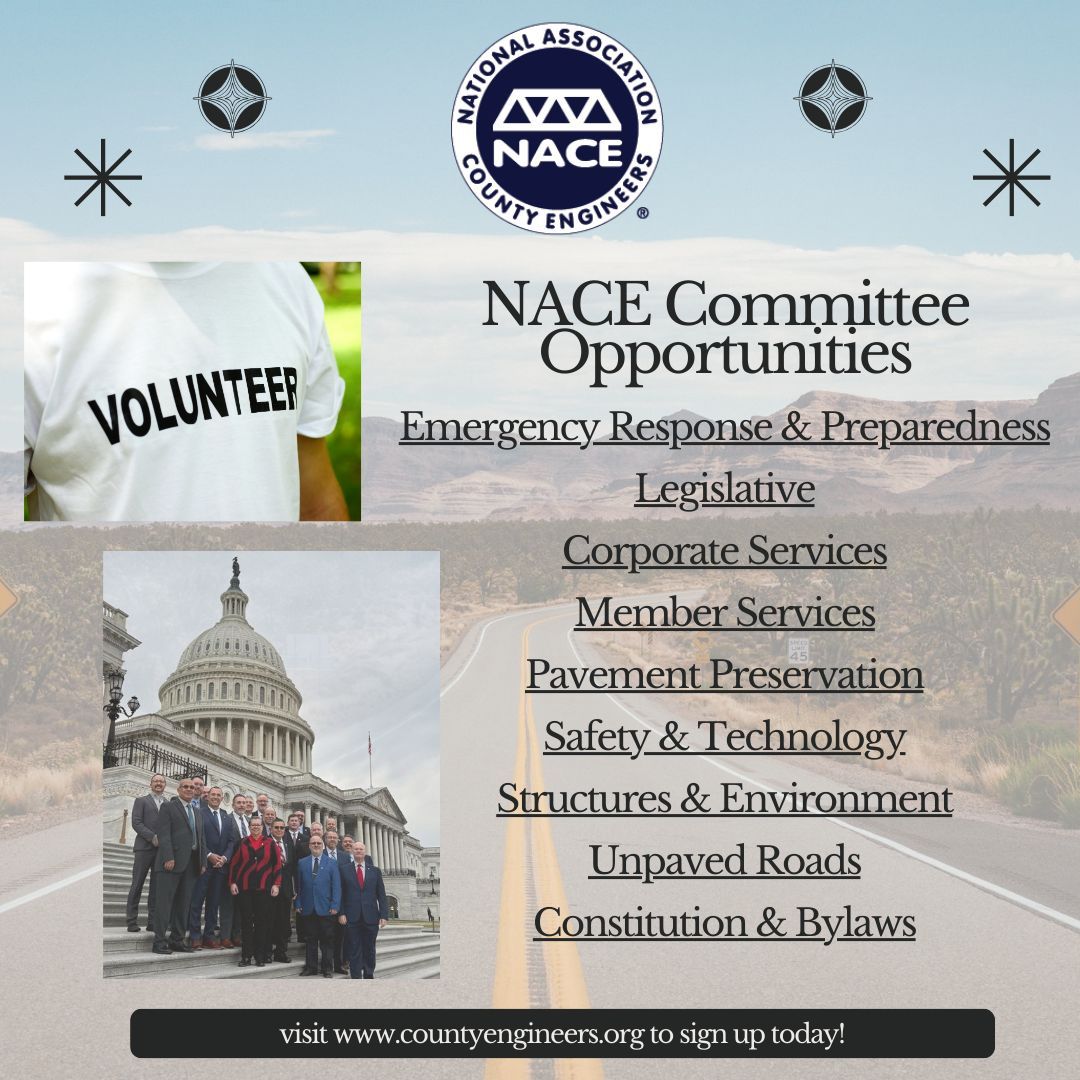 💼 NACE committees are where strategy meets service. When you join a committee, you:

📌 Help move the NACE mission forward
📌 Contribute to vital areas like Pavement Preservation, Safety, and Structures
📌 Connect with peers who care just as much as you do
💡 Make your voice