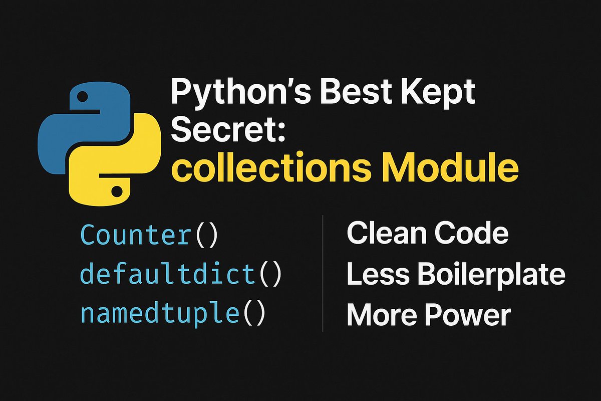 Python’s Best Kept Secret: the collections Module

Most devs know it exists.
Few use it to its full power.

Let's break down 3 underrated gems that can simplify your code:

- Counter for fast frequency counts
- defaultdict to kill boilerplate
- namedtuple for readable data
