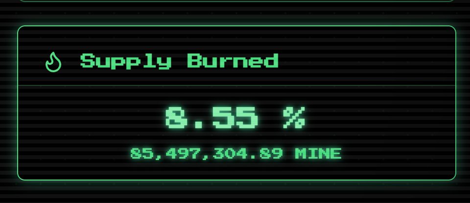 Update: Token burn logic has been changed.

We used to send tokens to the incinerator address, but since that's flagged as "insider" by trading platforms, we now actually burn tokens and decrease the supply 🔥

Currently, 8.5% of the supply is burned. Keep on mining ⛏️