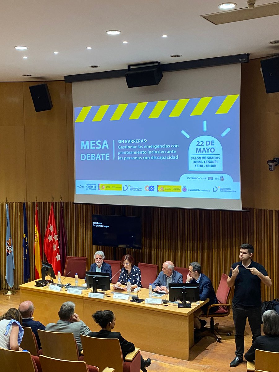 cesyaes's tweet photo. 🚨#EmergenciasSinBarreras 

Arranca la #MesaDebate en @uc3m para abordar la #Accesibilidad de las personas con #Discapacidad a los servicios de #Emergencias a través de la aplicación de las #NuevasTecnologías. https://t.co/6UwpZxXZ62