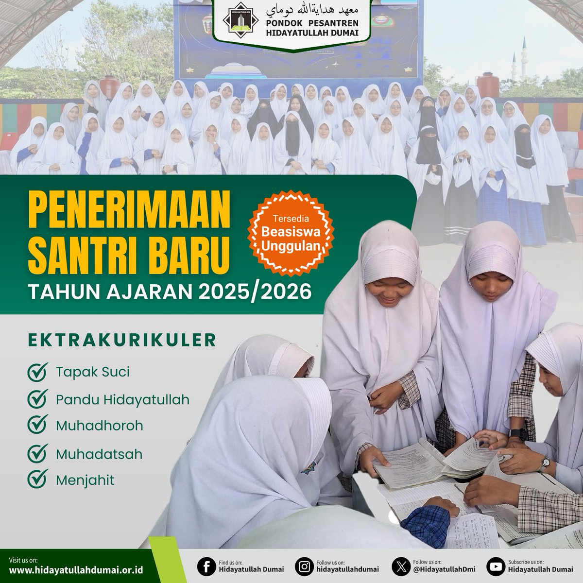 HidayatullahDmi's tweet photo. PSB Tahun Pelajaran 2025/2026
MTs &amp; MA Ibadussholihin
Lembaga Pendidikan Integral Hidayatullah
Pendidikan Integral Berbasis Tauhid
Excellent With Integral Character

Ayo segera daftar
Kuota Terbatas
*Dapatkan Beasiswa &amp; Subsidi

-
https://t.co/eBsxcbeTSD
-

#hidayatullah
#riau https://t.co/itAm0tQxGq