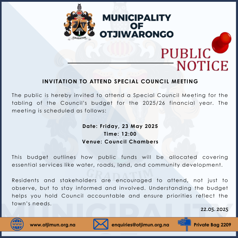 This budget outlines how public funds will be allocated, covering essential services like water, roads, land, and community development. Residents and stakeholders are encouraged to attend, not just to observe, but to stay informed and involved.