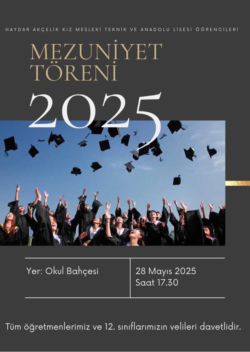 HAMTAL_'s tweet photo. Hamtal’ da mezuniyet zamanı.. 
28 Mayıs Çarşamba günü saat: 17.30 ’da okulumuzun bahçesinde 12. sınıflarımızı yeni hayatlarına uğurluyoruz. Bütün 12. sınıf öğrenci ve velilerimiz davetlidir. https://t.co/vJawx9JTLU