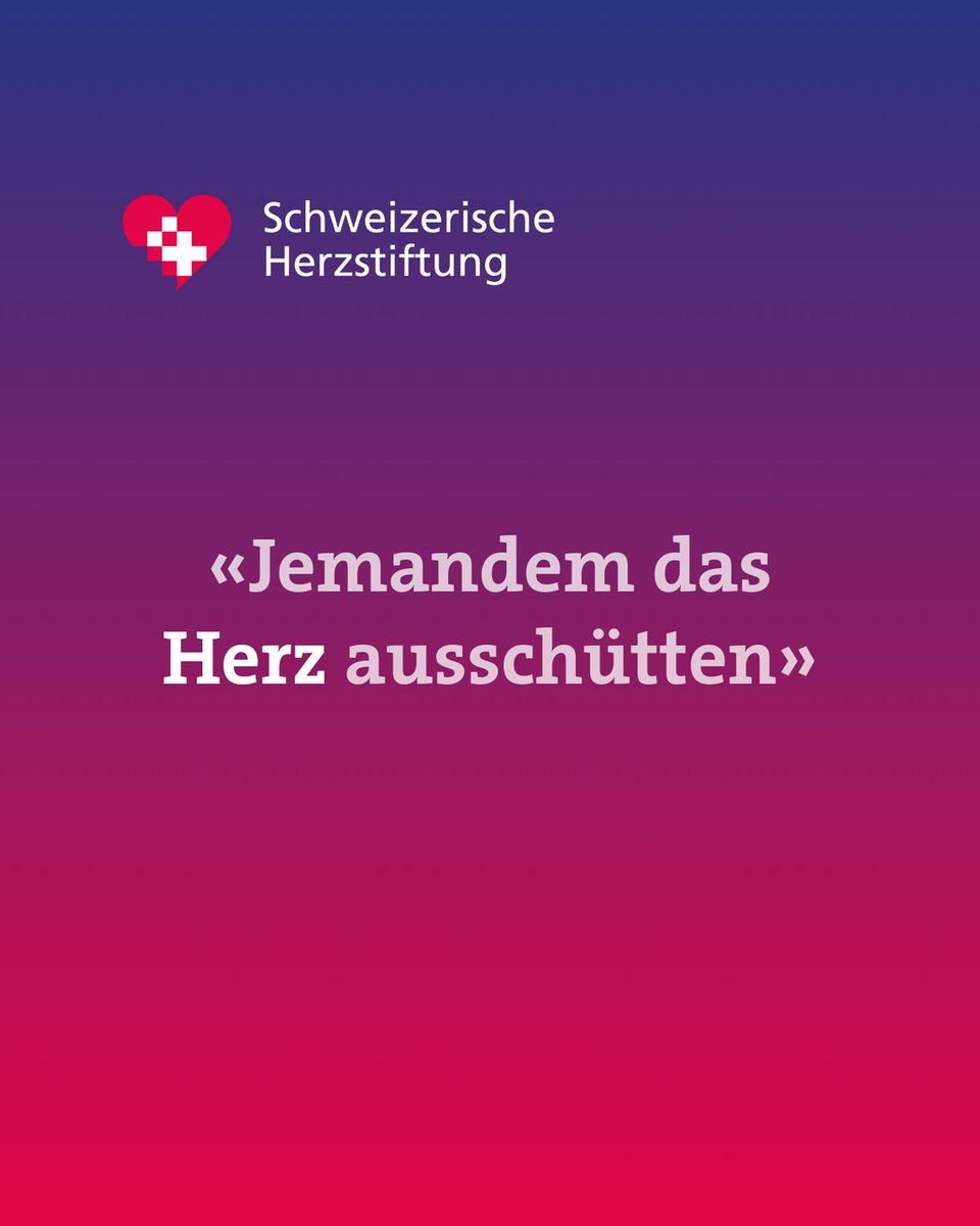 Jemandem sein #Herz auszuschütten, kann den Umgang mit einer schwierigen Situation enorm erleichtern. 😌

Du bist von einer Herz-Kreislauf-Erkrankung betroffen? Tausch dich auf unserer #Peer-Plattform mit jemandem aus, der Ähnliches erlebt hat❣️👉 peer.swissheart.ch