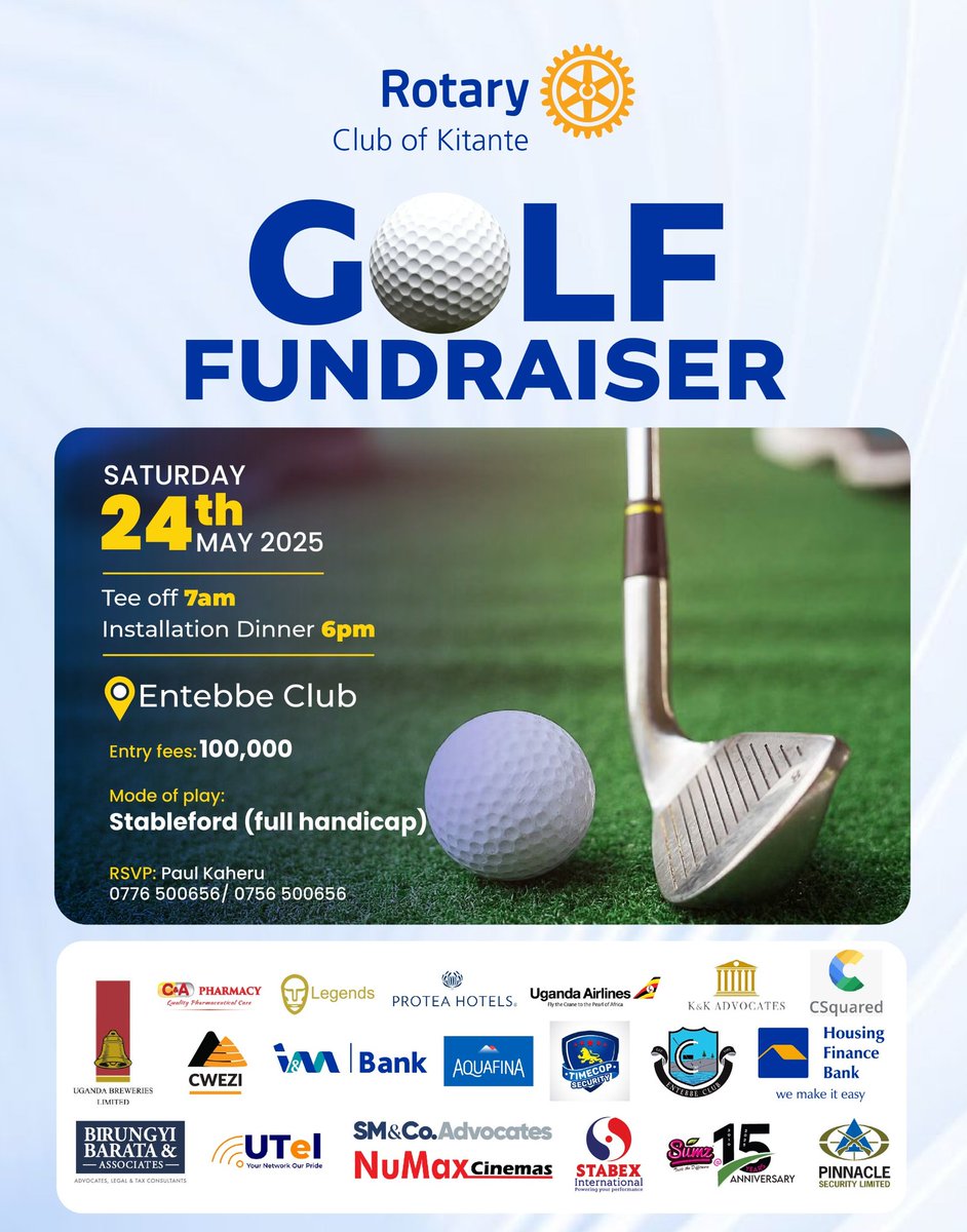 PinnacleSecurityLtd (@pinnaclesecea) on Twitter photo Proud to be one of the sponsors of the #RotaryClubKintate Golf ⛳️ Fundraising event happening this Saturday <a href="/entebbegolfclub/">entebbegolfclub</a> to raise funds for community service projects in #Kamwokya slum areas. Proud to be one of the sponsors of the #RotaryClubKintate Golf ⛳️ Fundraising event happening this Saturday <a href="/entebbegolfclub/">entebbegolfclub</a> to raise funds for community service projects in #Kamwokya slum areas.
