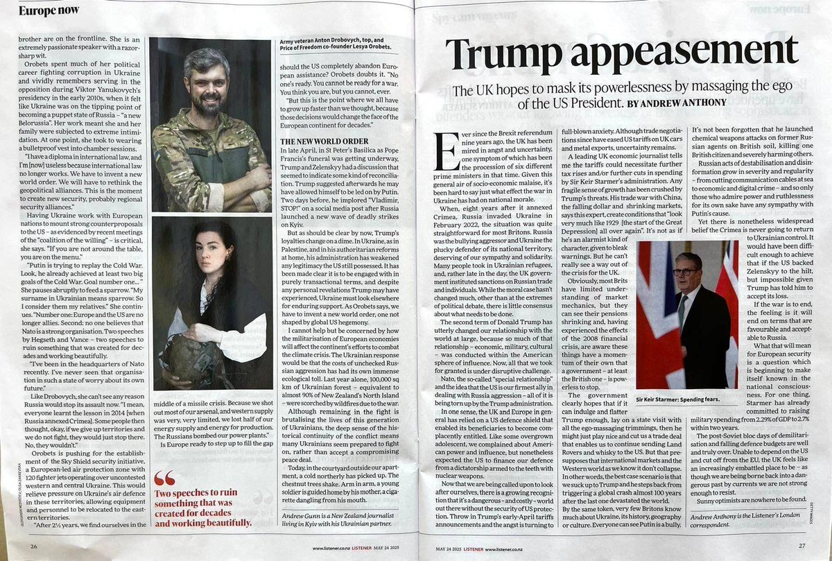 “Having Ukraine work with European nations to mount strong counterproposals to the US – as evidenced by recent meetings of the “coalition of the willing” – is critical. If you are not around the table, you are on the menu.”

Proud to reach audiences all the way in New Zealand