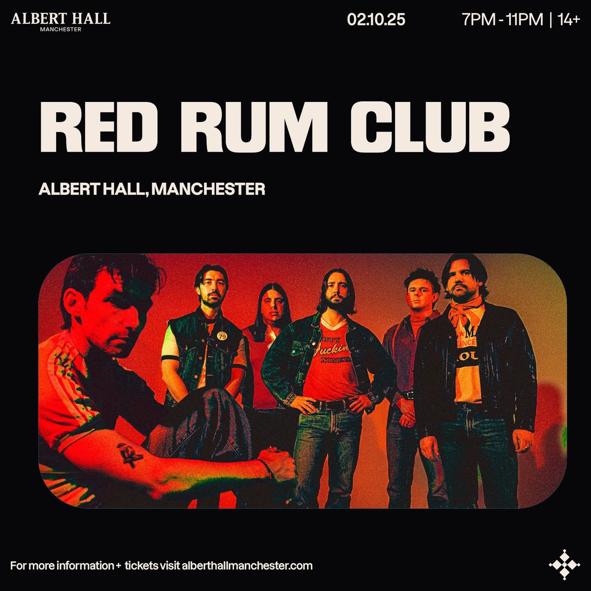 Albert Hall (@alberthallmcr) on Twitter photo ON SALE NOW: Following the release of the eagerly anticipated new album ππππ this Autumn, much-lauded Liverpudlian sextet <a href="/RedRumClub/">Red Rum Club</a> are heading to Manchester on the 2nd of October!
Tickets: tinyurl.com/y2md3paw ON SALE NOW: Following the release of the eagerly anticipated new album ππππ this Autumn, much-lauded Liverpudlian sextet <a href="/RedRumClub/">Red Rum Club</a> are heading to Manchester on the 2nd of October!
Tickets: tinyurl.com/y2md3paw