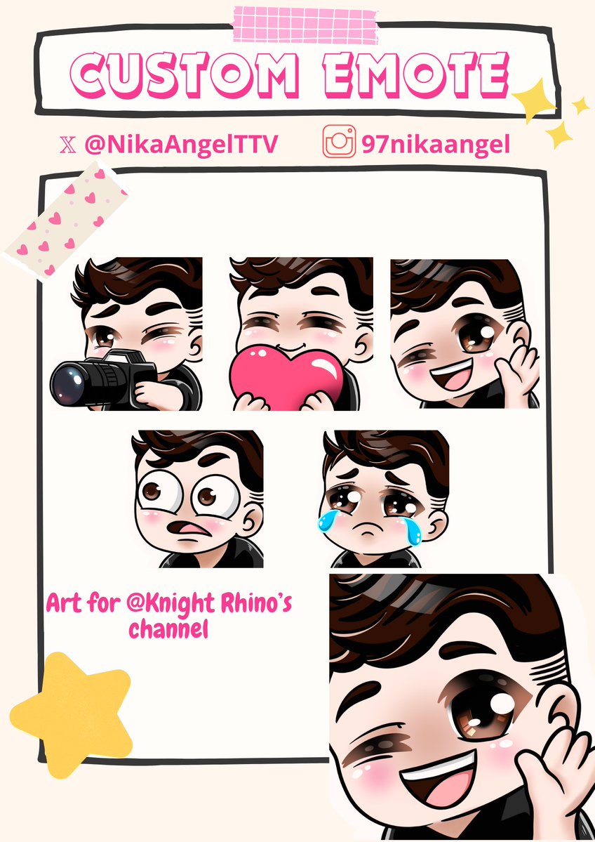 [COMMISSION] Custom emote for the Knight Rhino's channel! Good luck on your next adventures! 😎✨#art #custom #emotes #twitch #streamers #artist #commissionopen #lineart #YouTube #illustration